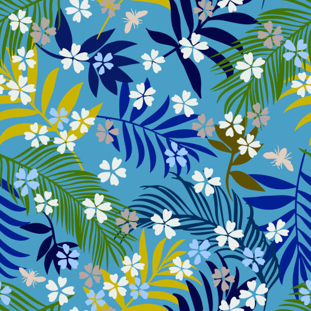 Galina Kamenskaya Ilustrace Botanical seamless pattern. Exotic twigs, sprigs,, Galina Kamenskaya, (40 x 40 cm)