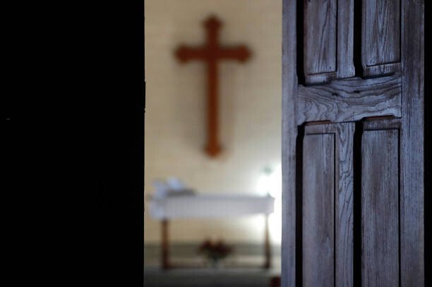 Pascal Deloche / Godong Umělecká fotografie Protestant church.  Altar and christian, Pascal Deloche / Godong, (40 x 26.7 cm)