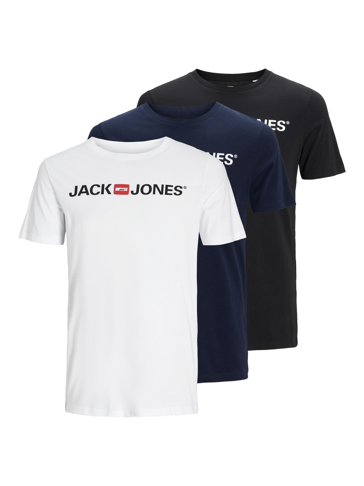 Jack&Jones 3 PACK - pánské triko JJECORP Slim Fit 12191330 Black/White/Navy S
