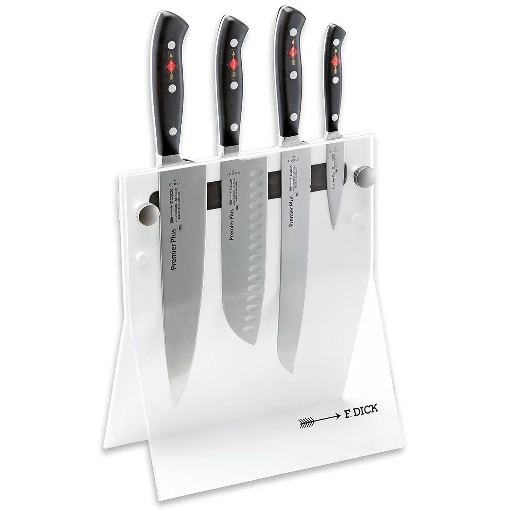Kuchyňské nože PREMIER PLUS se stojanem, sada 4 ks, bílá, nerezová ocel, F.DICK