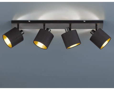 Stropní osvětlení Tommy, 4 svítidla, černá/zlatá