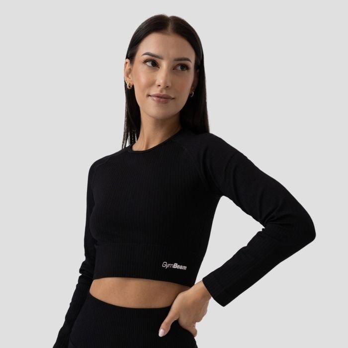 Dámské tričko FLO Ribbed Crop Top Black L - GymBeam