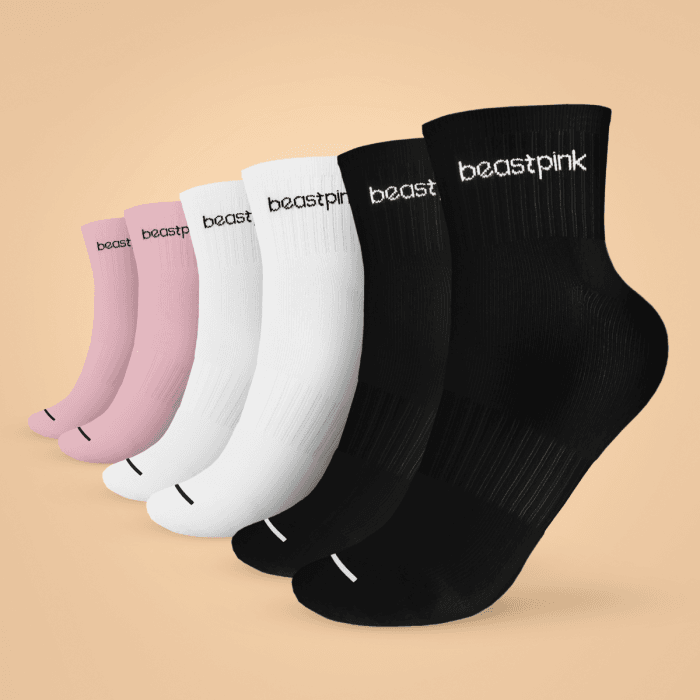Ponožky Midhigh Socks 3Pack White Black Pink M - BeastPink