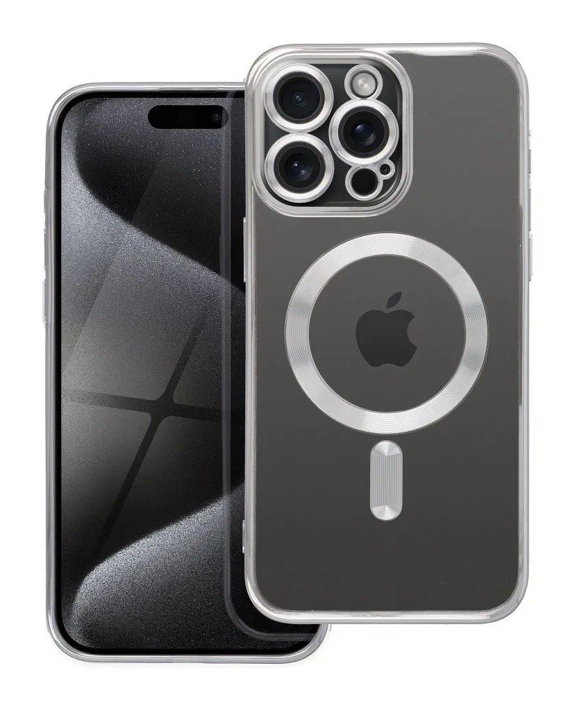 Kryt TopQ Electro iPhone 15 Pro Max MagSafe se stříbrným rámečkem 115612