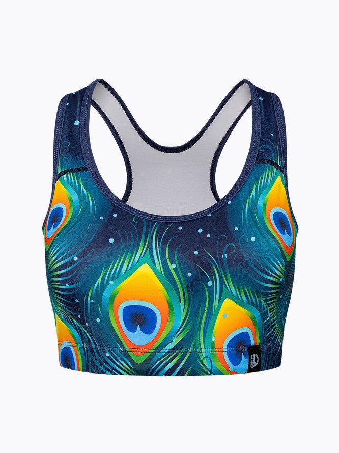 Veselá dámská sportovní podprsenka Dedoles Paví pírka (D-W-AW-SB-C-C-1346) L