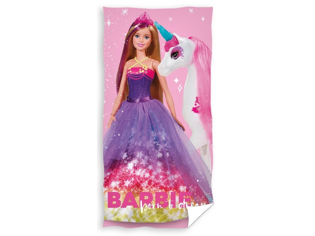 Carbotex Bavlněná froté osuška 70x140 cm - Barbie Kouzelný jednorožec