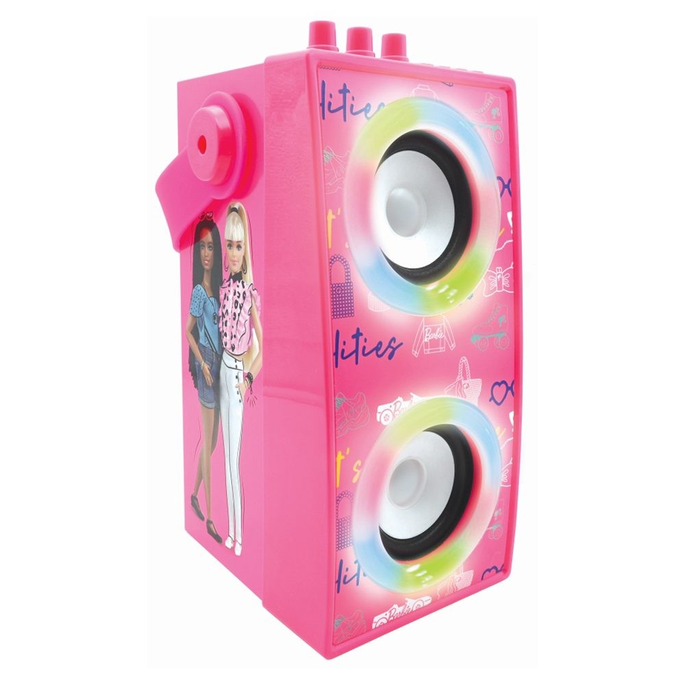 Lexibook Přenosný reproduktor Barbie s mikrofonem a světelnými efekty