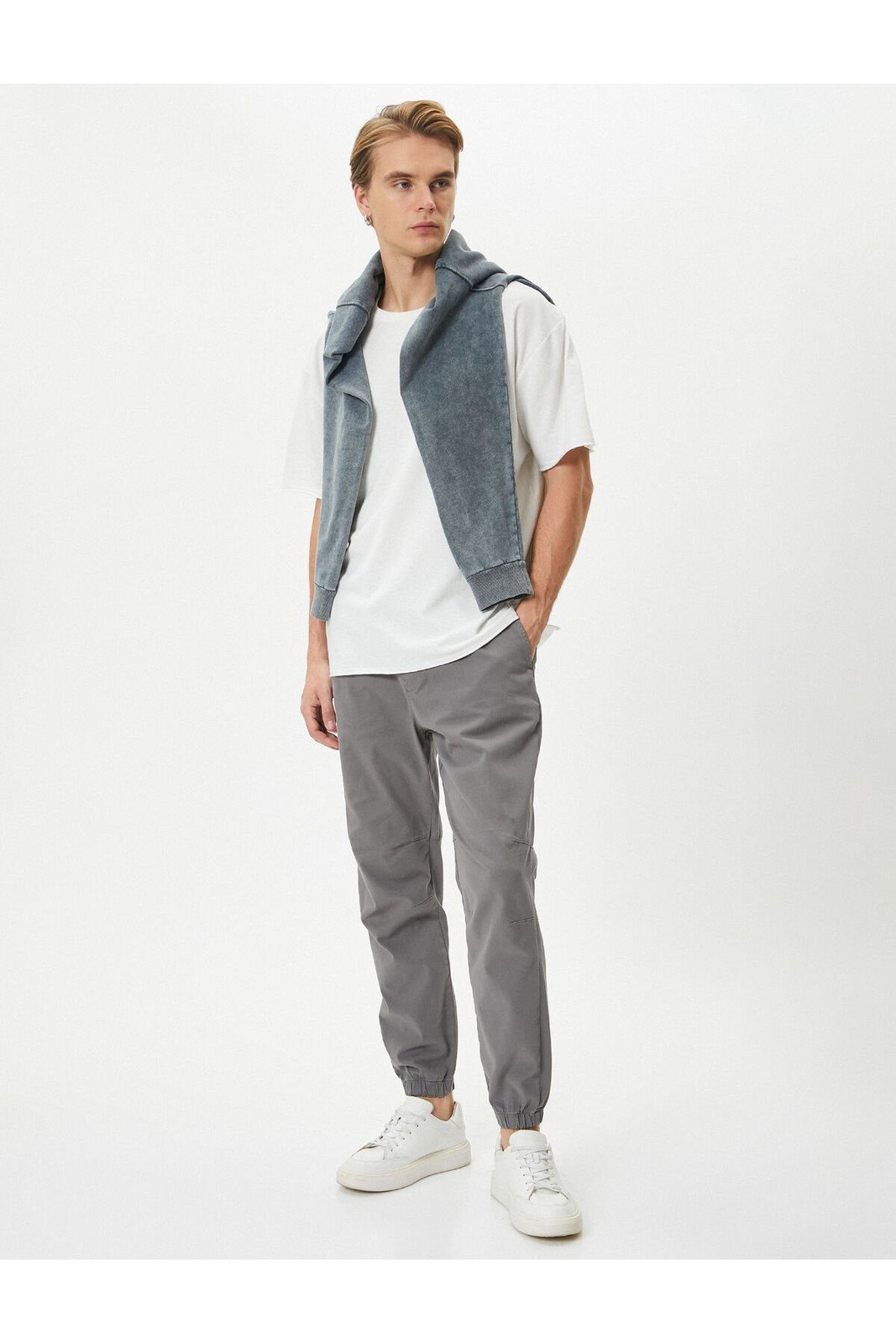 Koton Jogger Trousers with Lace Waist, Relaxed Cut and Pocket