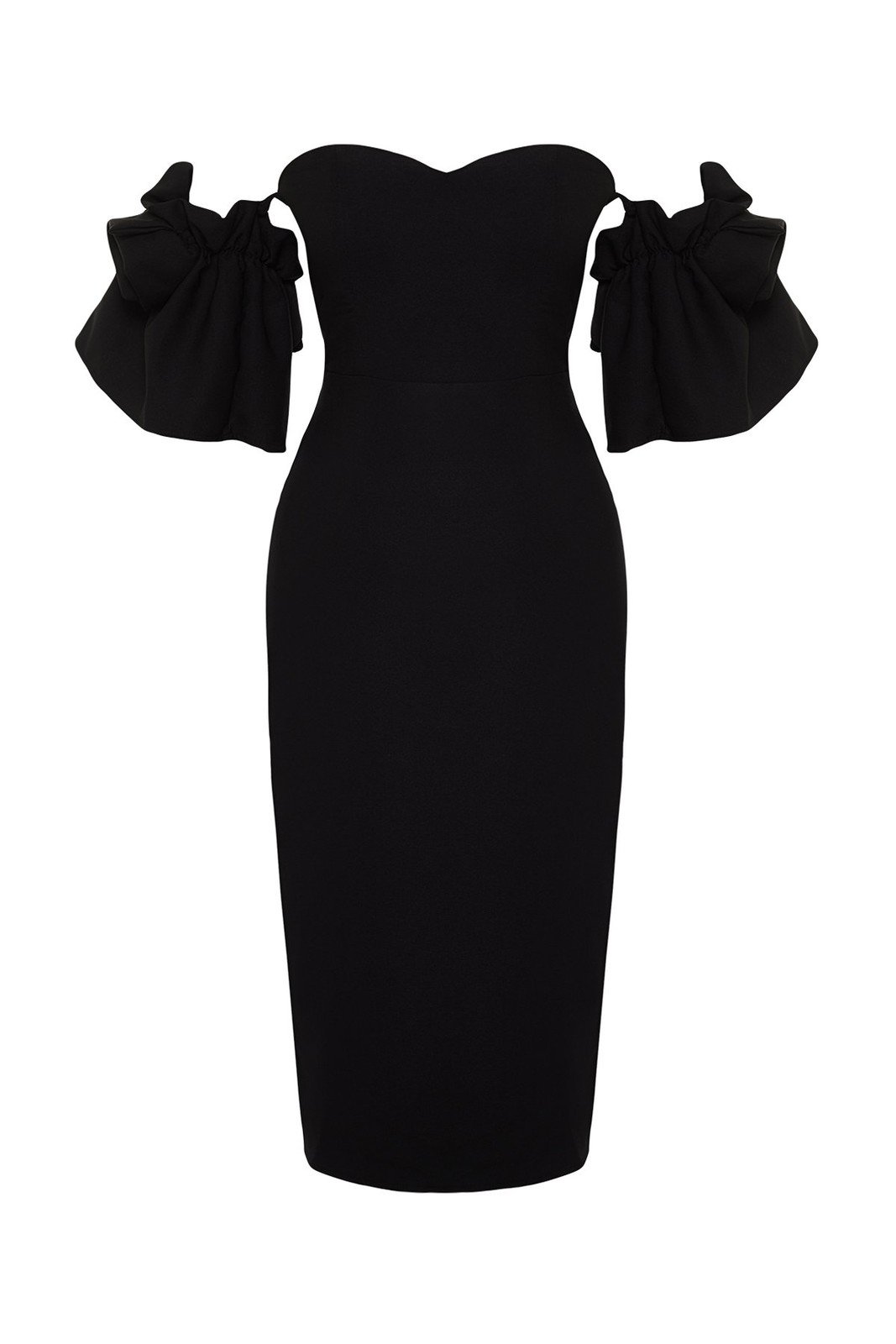 Trendyol Black Rose Accessory Woven Elegant Evening Dress