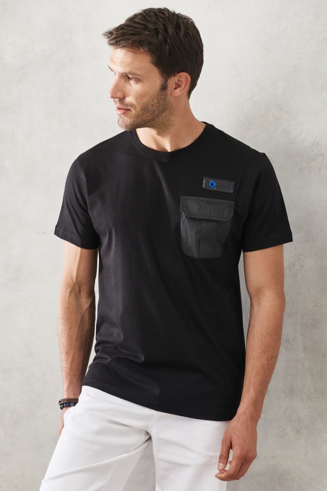 ALTINYILDIZ CLASSICS Men's Black Slim Fit Narrow Cut 100% Cotton Crew Neck T-Shirt