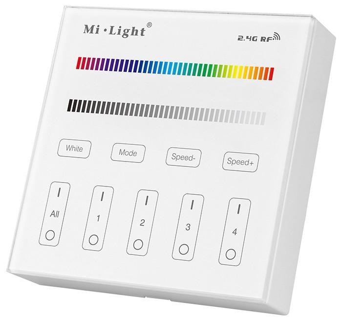 MILIGHT / MIBOXER Nástěnný RF ovladač Mi-Light B3 pro RGB+W LED pásky 4 okruhy, přisazený