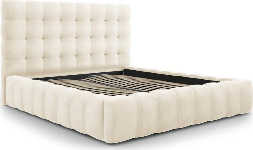Béžová čalouněná dvoulůžková postel s úložným prostorem s roštem 180x200 cm Bali – Cosmopolitan Design