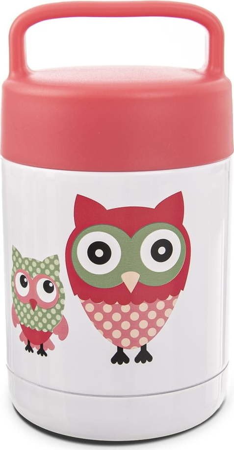 Červeno-bílá dětská termoska 480 ml Sova – Orion