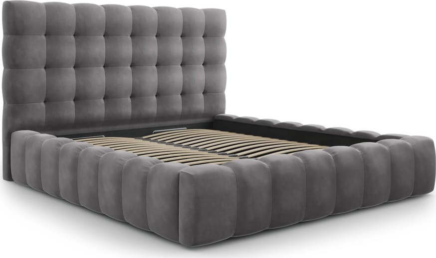 Šedá čalouněná dvoulůžková postel s úložným prostorem s roštem 180x200 cm Bali – Cosmopolitan Design