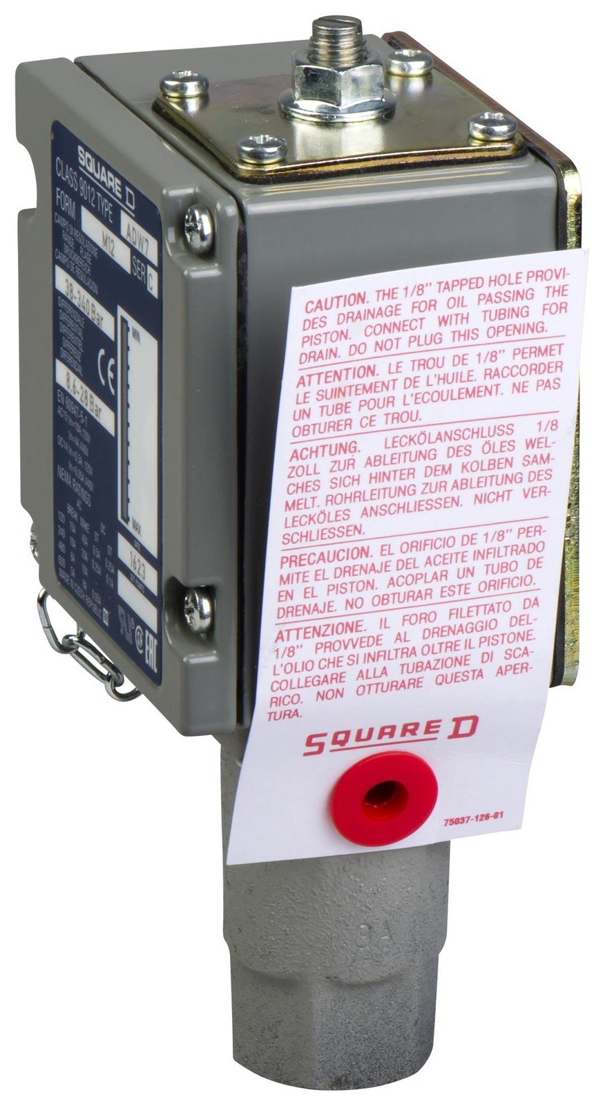 Telemecanique Sensors Adw7M129012 Pressure Switch, Spst-Co, 340Bar, Panel