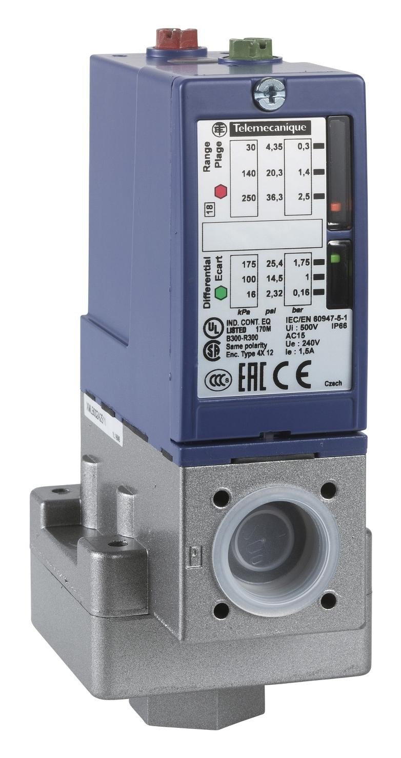 Telemecanique Sensors Xmlb002A2S12 Pressure Switch, Spst-Co, 2.5Bar, Panel