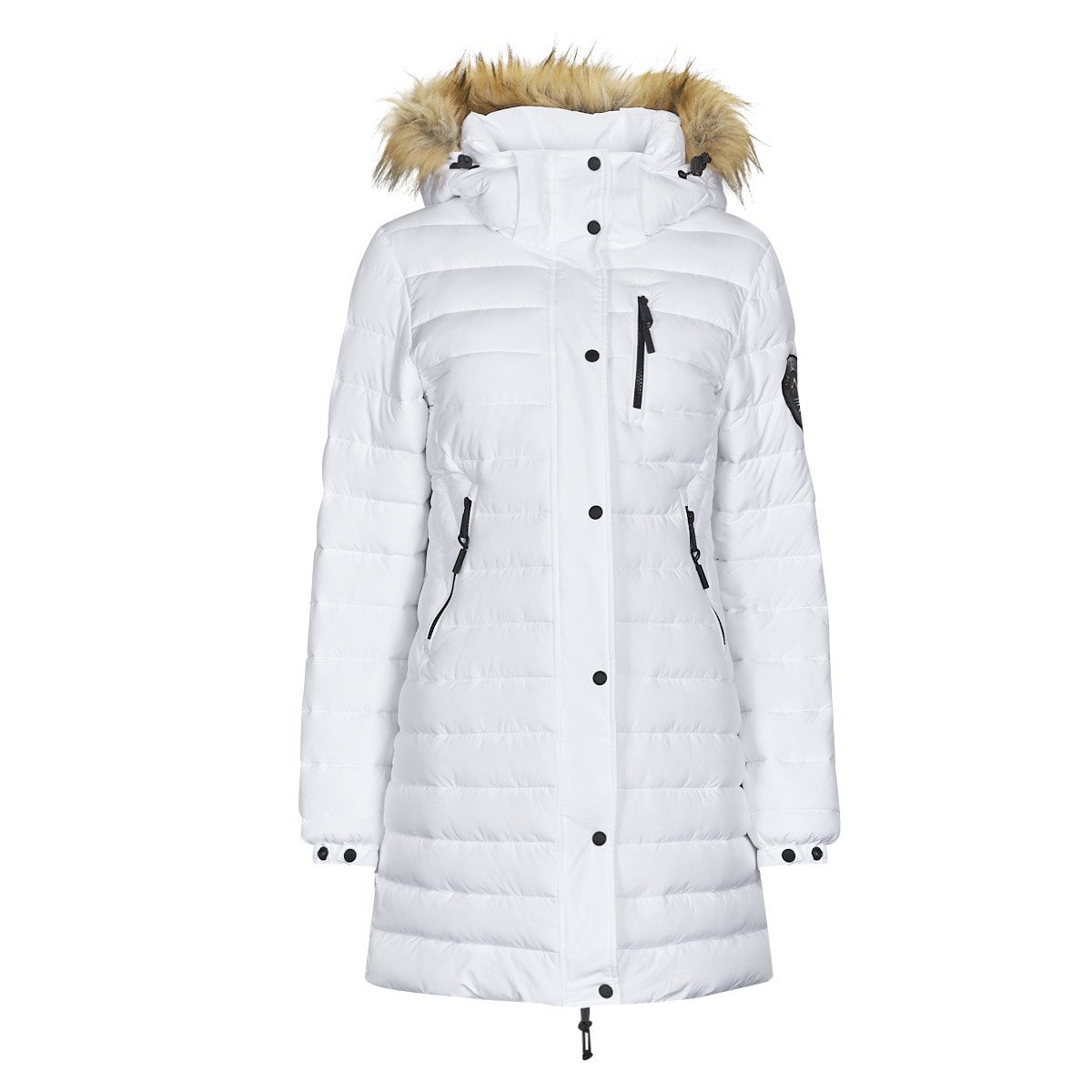 Superdry  FUJI HOODED MID LENGTH PUFFER  Bílá