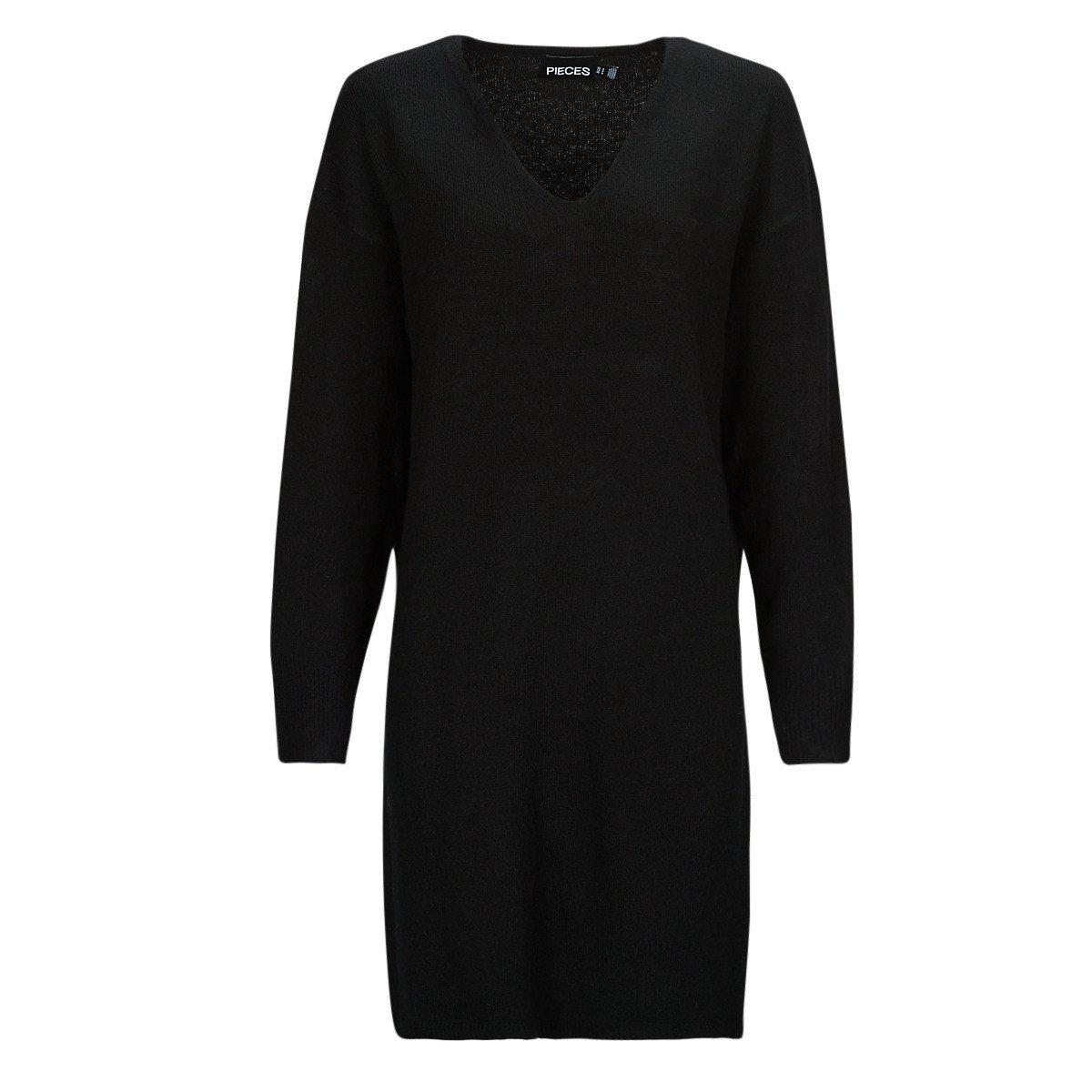 Pieces  PCJULIANA LS V-NECK KNIT DRESS NOOS BC  Černá