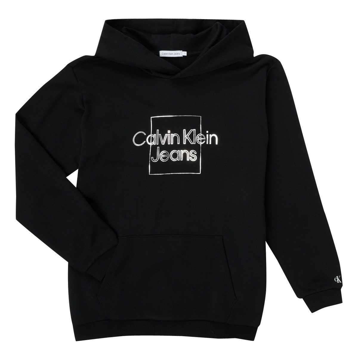 Calvin Klein Jeans  METALLIC BOX LOGO RELAXED HOODIE  Černá