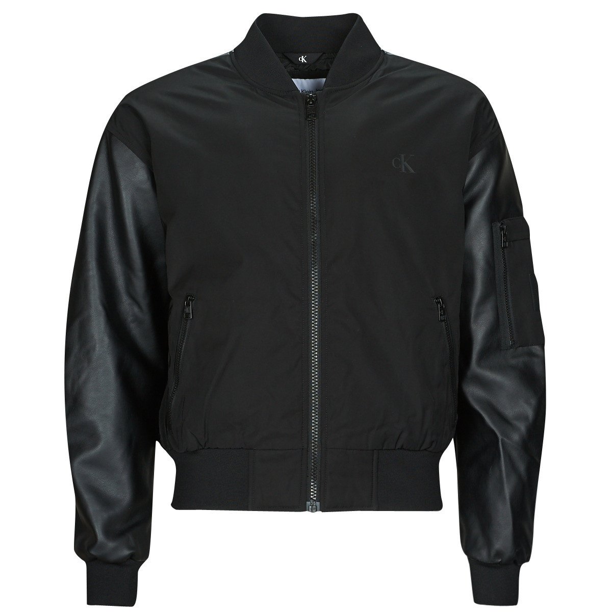 Calvin Klein Jeans  FAUX LEATHER BOMBER JACKET  Černá