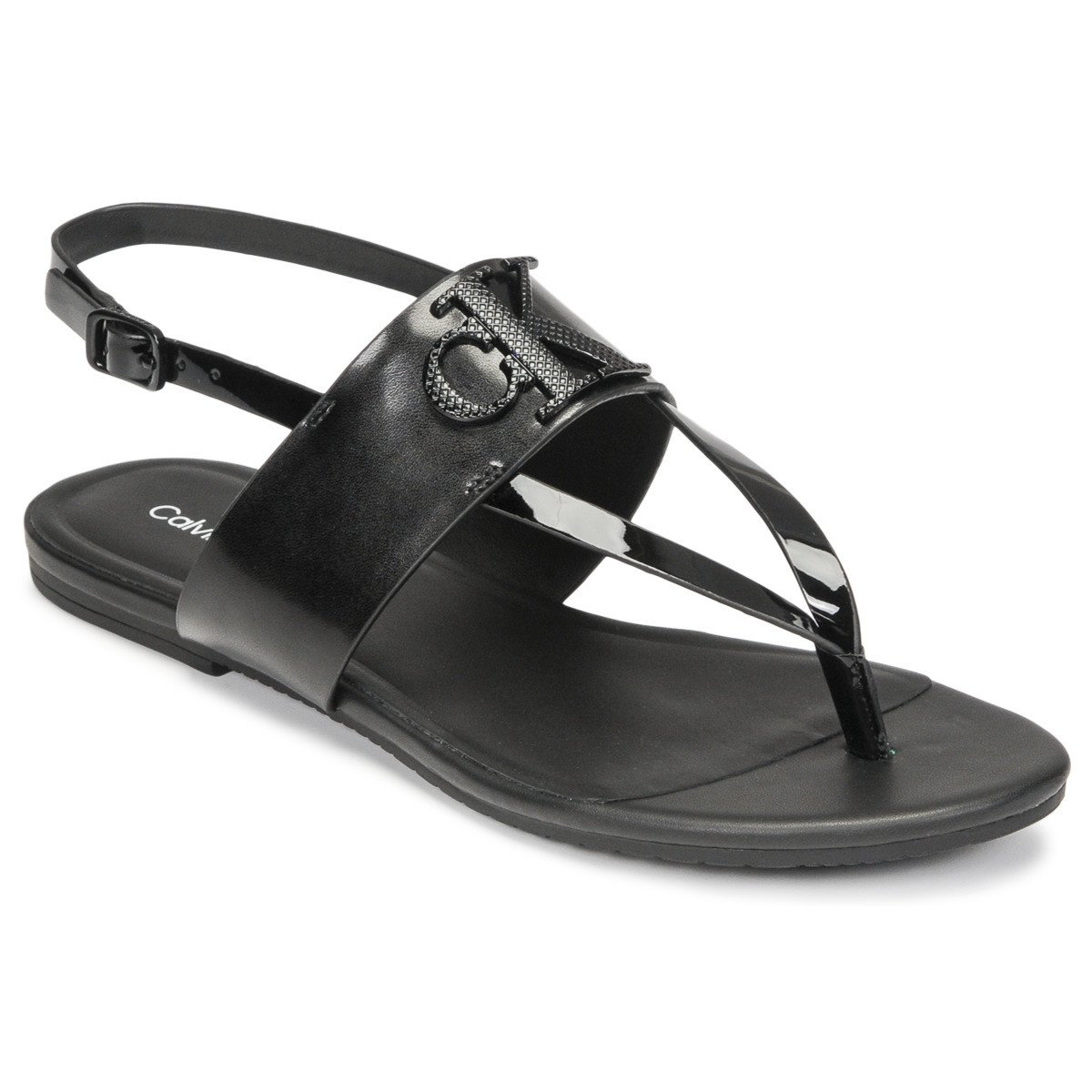 Calvin Klein Jeans  FLAT SANDAL TOEPOST HW  Černá