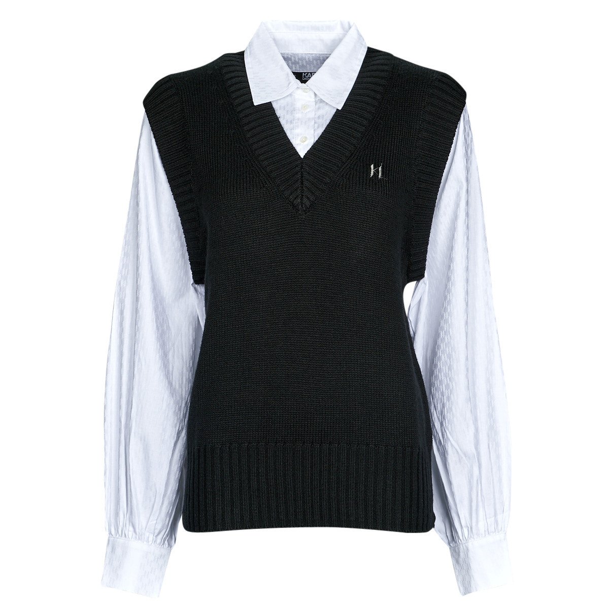 Karl Lagerfeld  KNIT VEST W/ POPLIN SHIRT  Černá