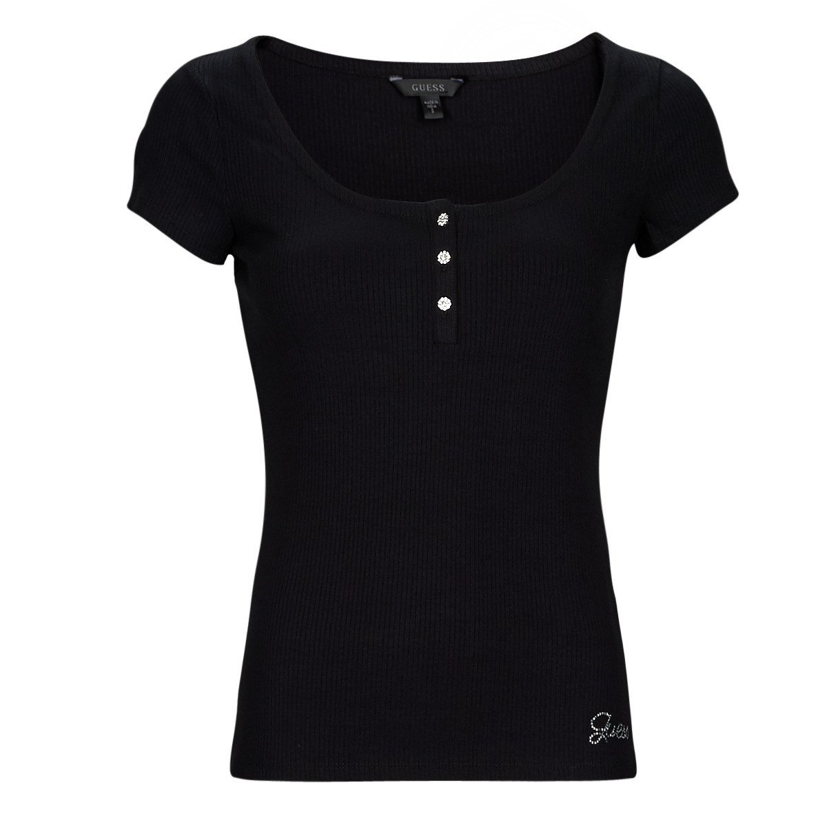 Guess  ES SS KARLEE JEWEL BTN HENLEY  Černá