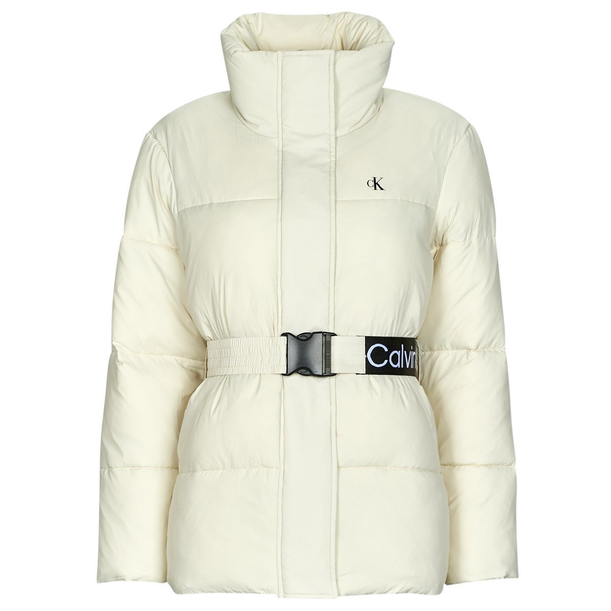 Calvin Klein Jeans  LOGO BELT WAISTED SHORT PUFFER  Béžová