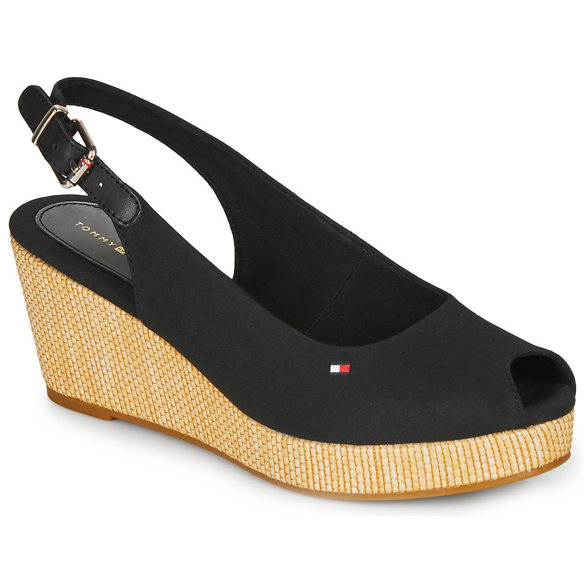 Tommy Hilfiger  ICONIC ELBA SLING BACK WEDGE  Černá