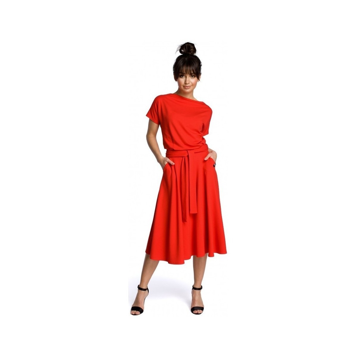 Be  B067 Rozšířené šaty - červené  ruznobarevne