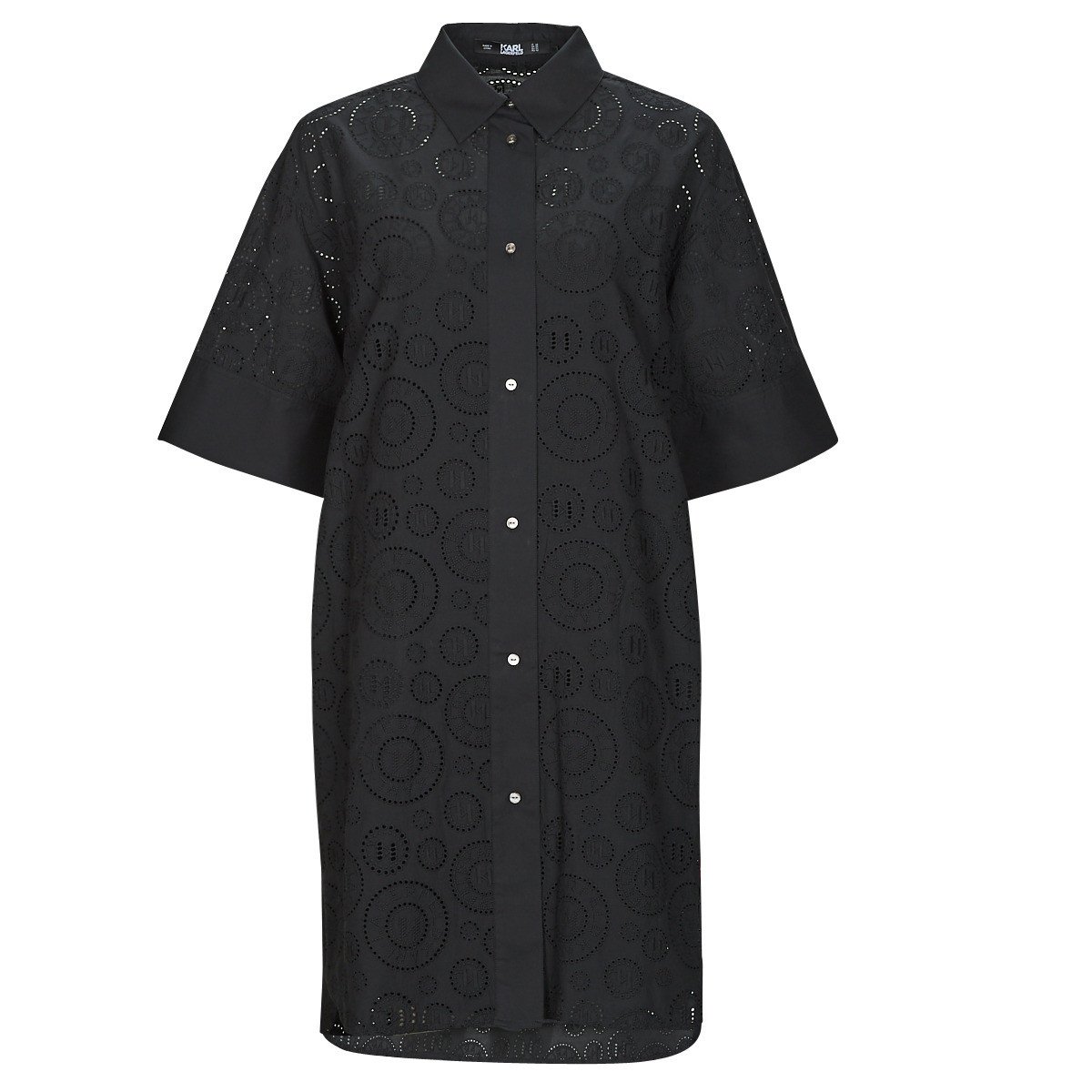 Karl Lagerfeld  BRODERIE ANGLAISE SHIRTDRESS  Černá