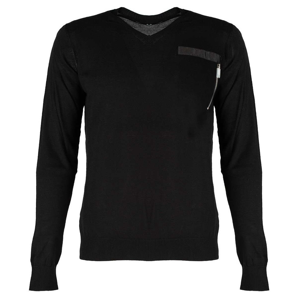 Les Hommes  LKK103-606U | Fit Jumper In Fine Gage Pocket With Zip  Černá