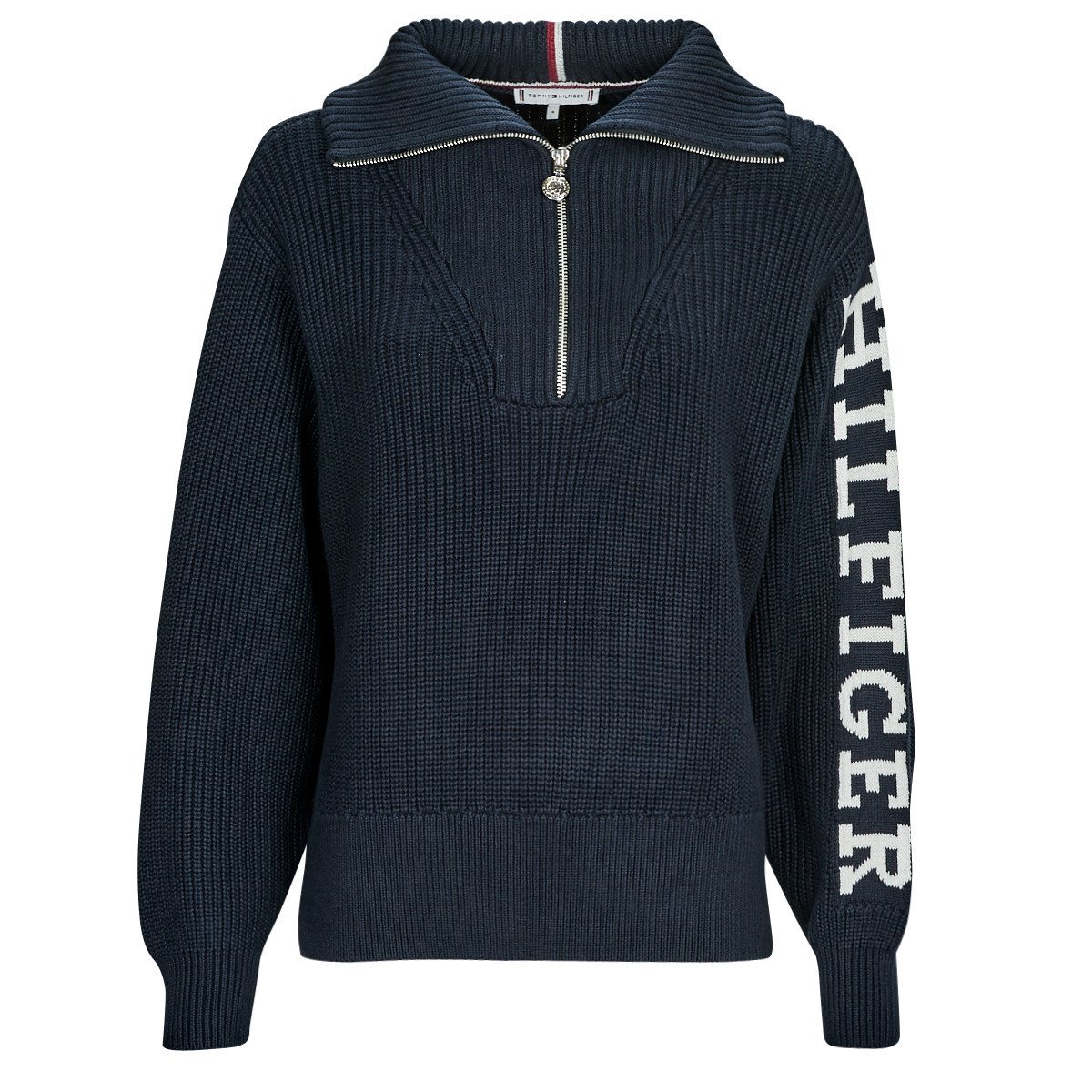 Tommy Hilfiger  PLACED HILFIGER 1/2 ZIP SWEATER  Tmavě modrá