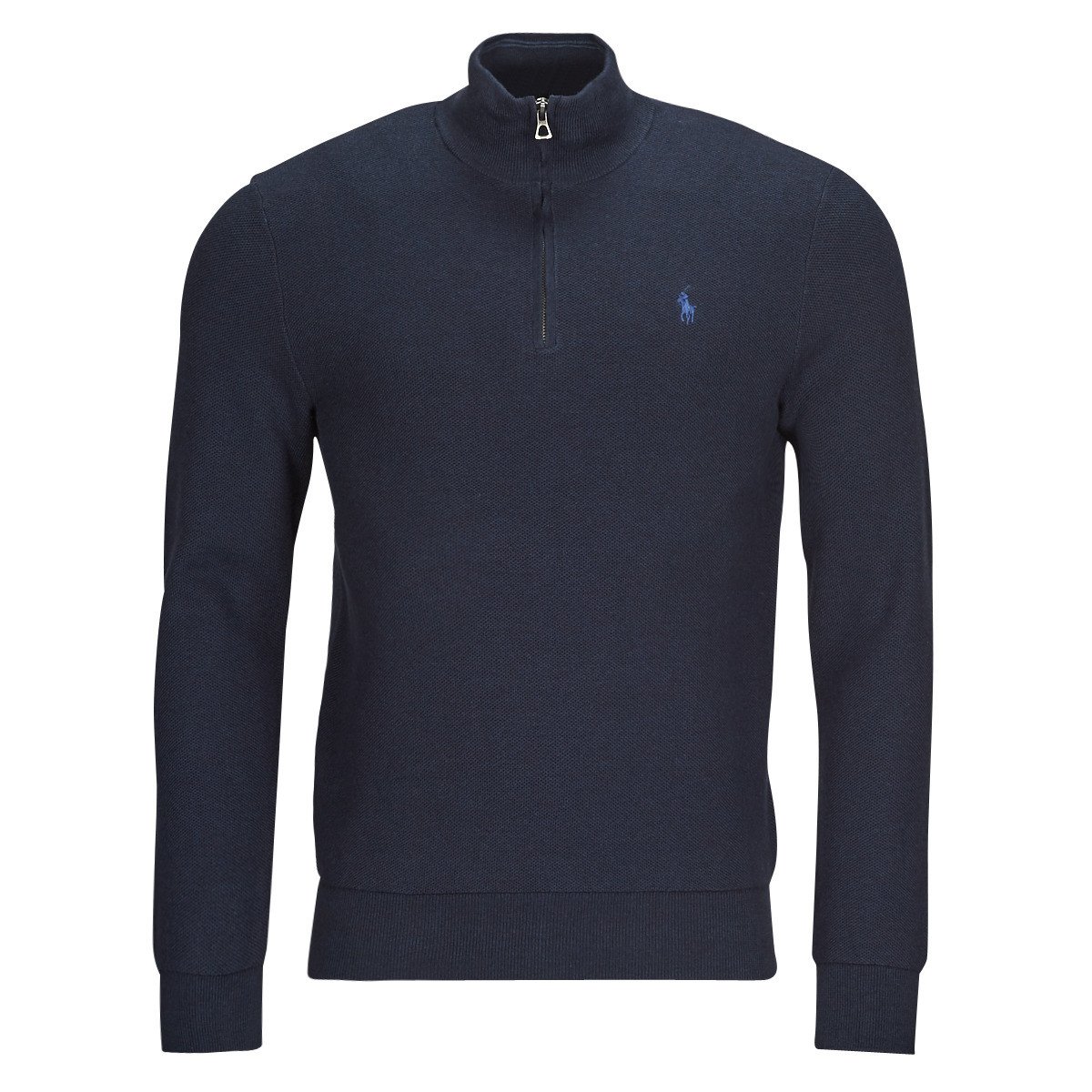 Polo Ralph Lauren  PULL DEMI ZIP EN COTON TEXTURE  Tmavě modrá