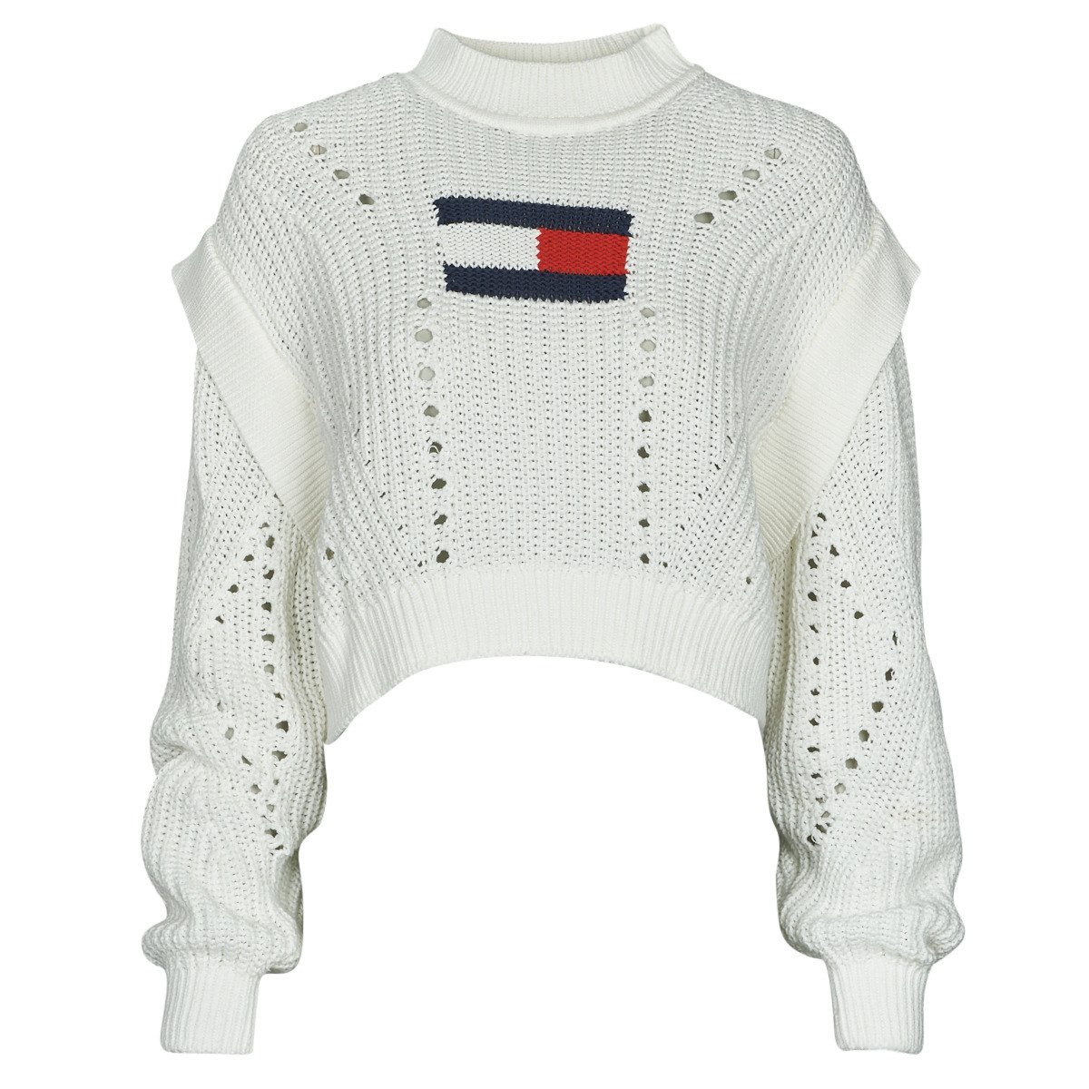 Tommy Jeans  TJW OVRSZD FLAG STITCH SWEATER  Bílá