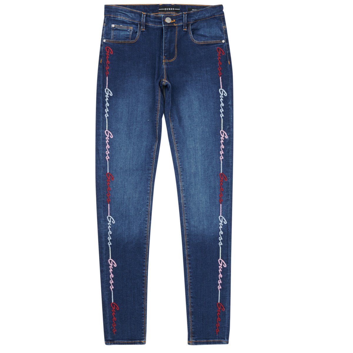 Guess  DENIM SKINNY EMBROIDER  Modrá