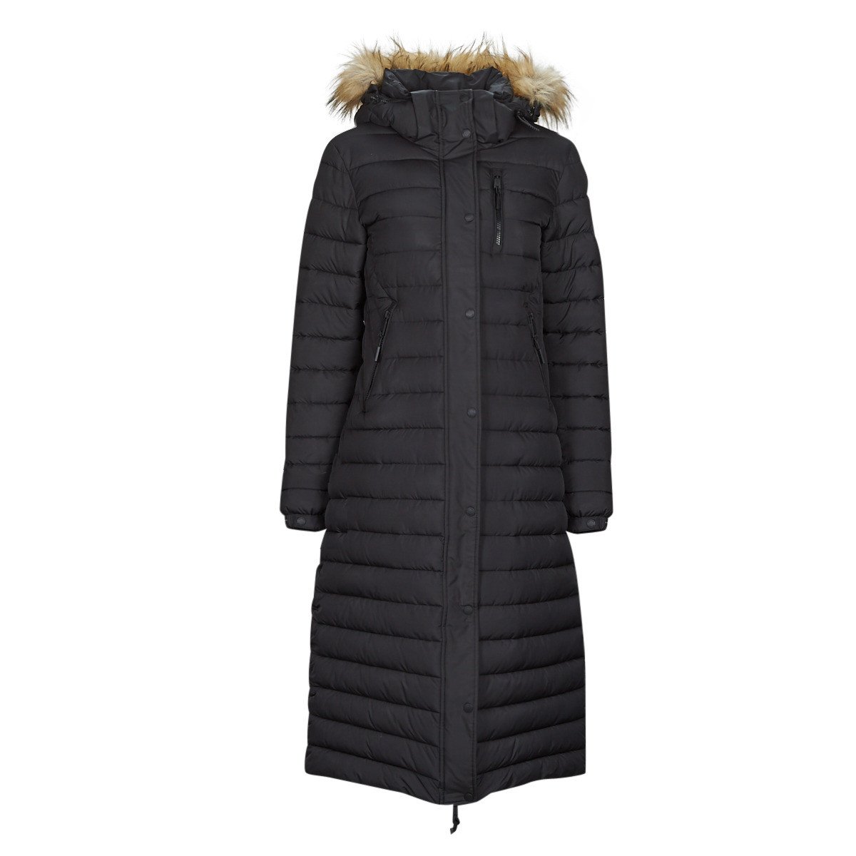 Superdry  FUJI HOODED LONGLINE PUFFER  Černá