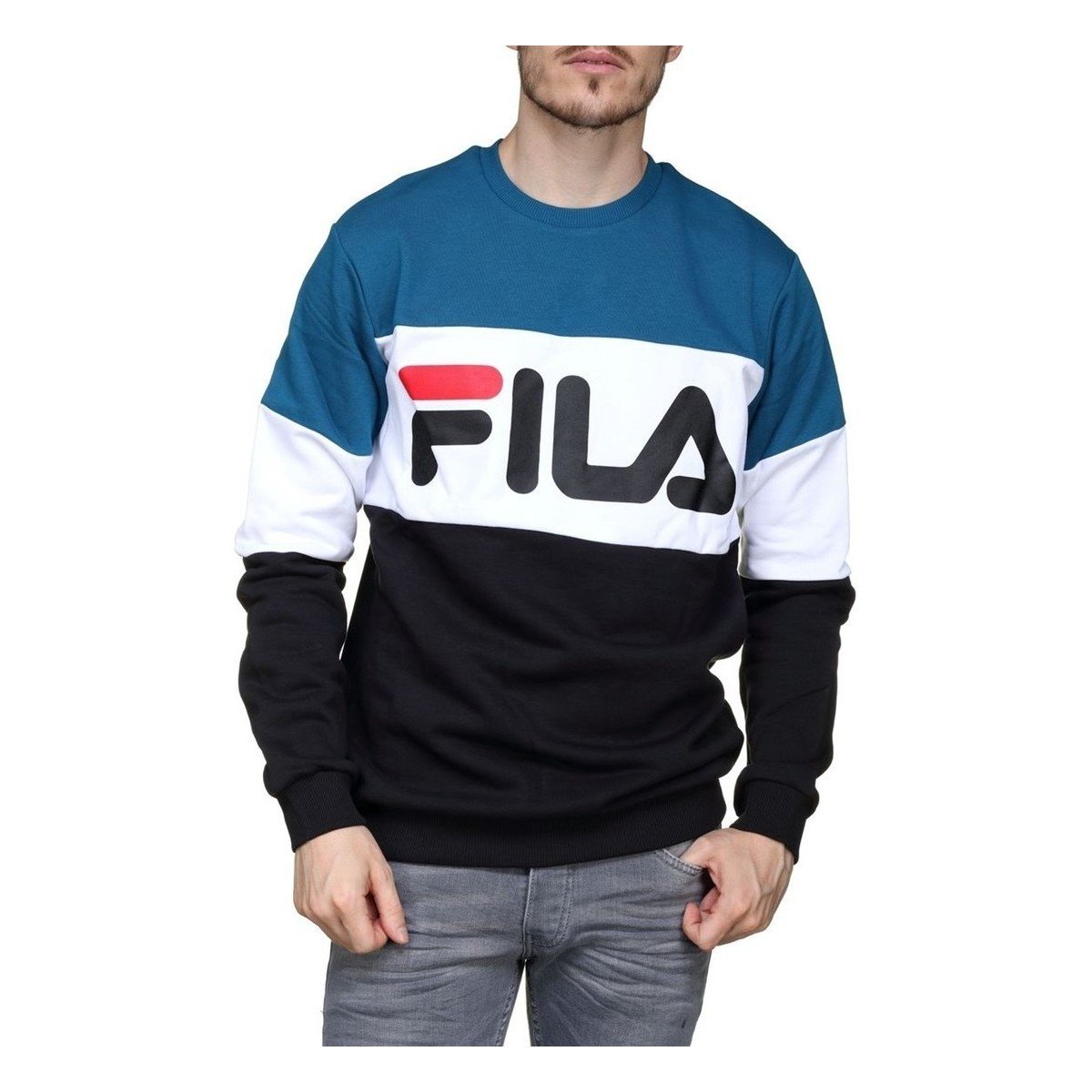 Fila  MEN STRAIGHT BLOCKED CREW  Modrá