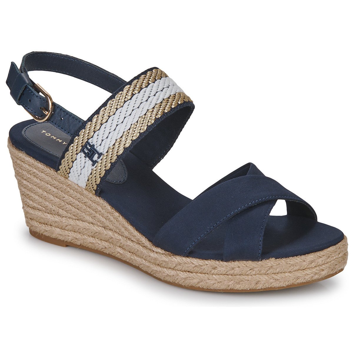 Tommy Hilfiger  GOLDEN WEBBING MID WEDGE  Tmavě modrá