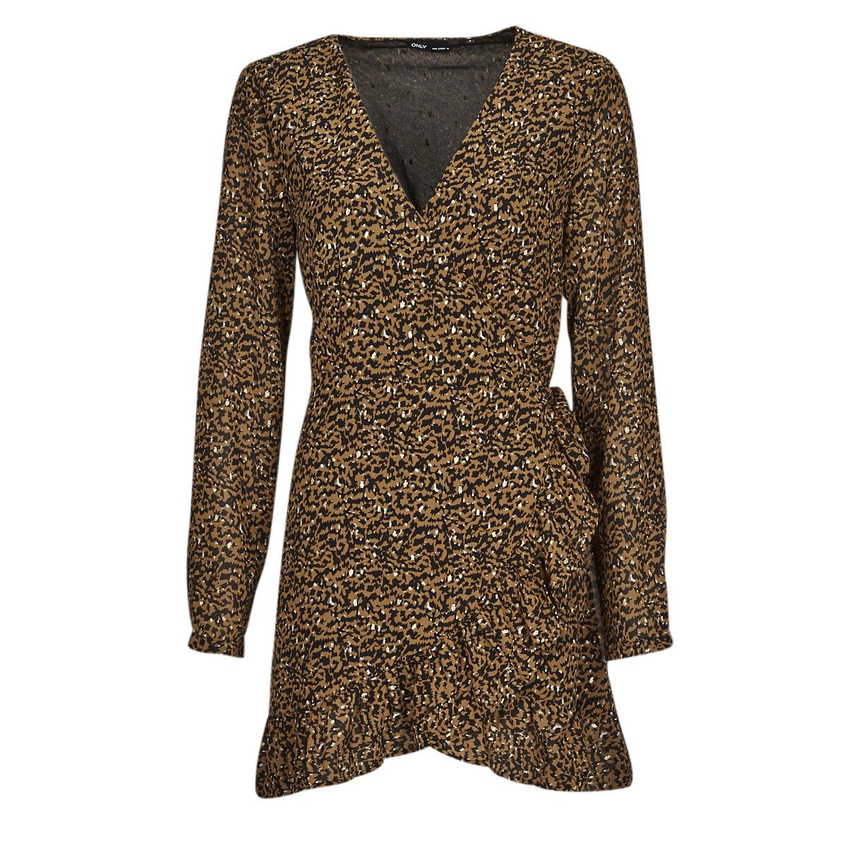 Only  ONLKACEY FR L/S WRAP DRESS PTM  Hnědá