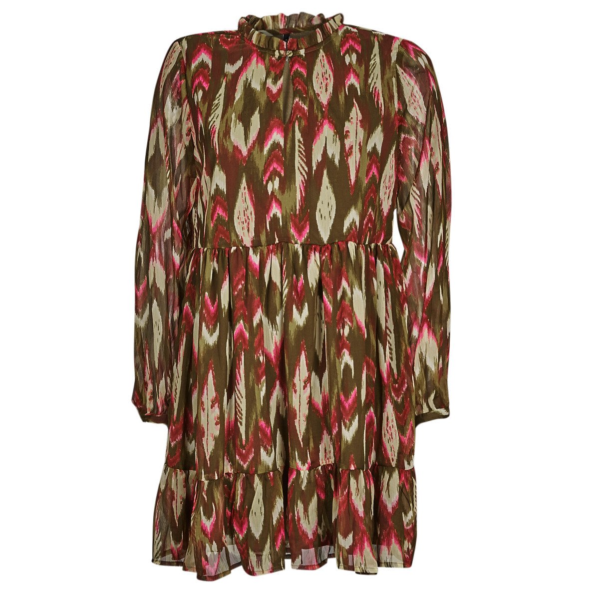 Only  ONLPAM LIFE L/S HIGHNECK DRESS PTM  Hnědá