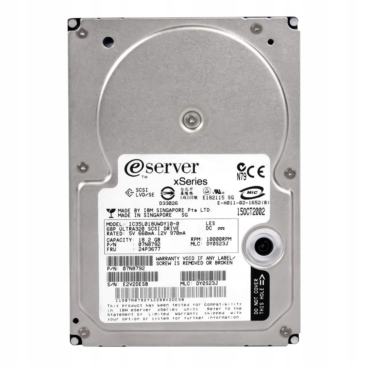 Ibm> 24P3677 07N8792 18.2GB 10K Scsi U320 3.5'' IC35L018UWDY10-0