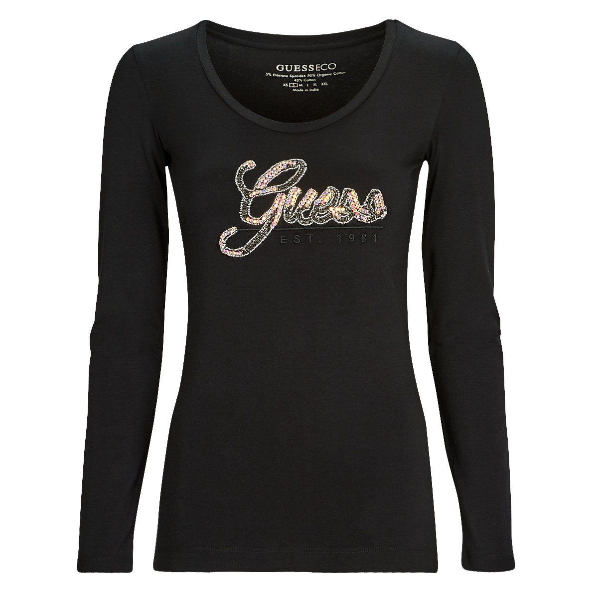 Guess  LS SN GUESS SCRIPT TEE  Černá