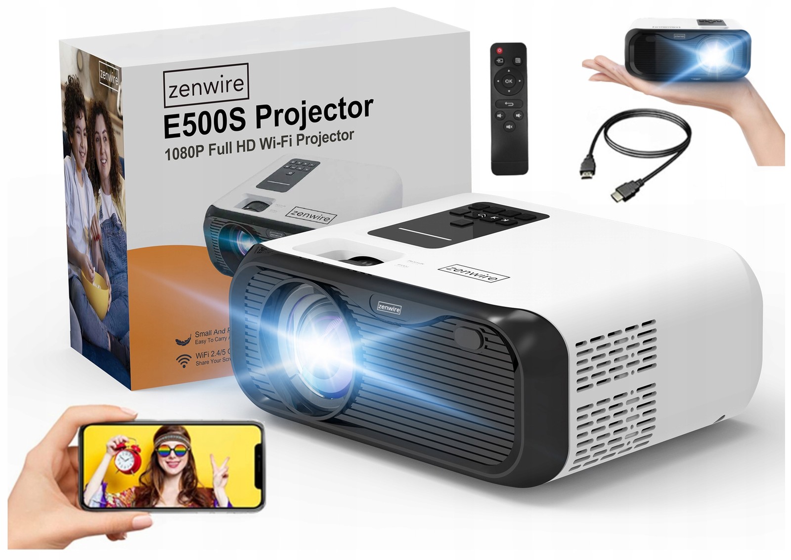 Mini projektor Přenosný WiFi projektor Full Hd 4K 7500lm pro telefon notebooku