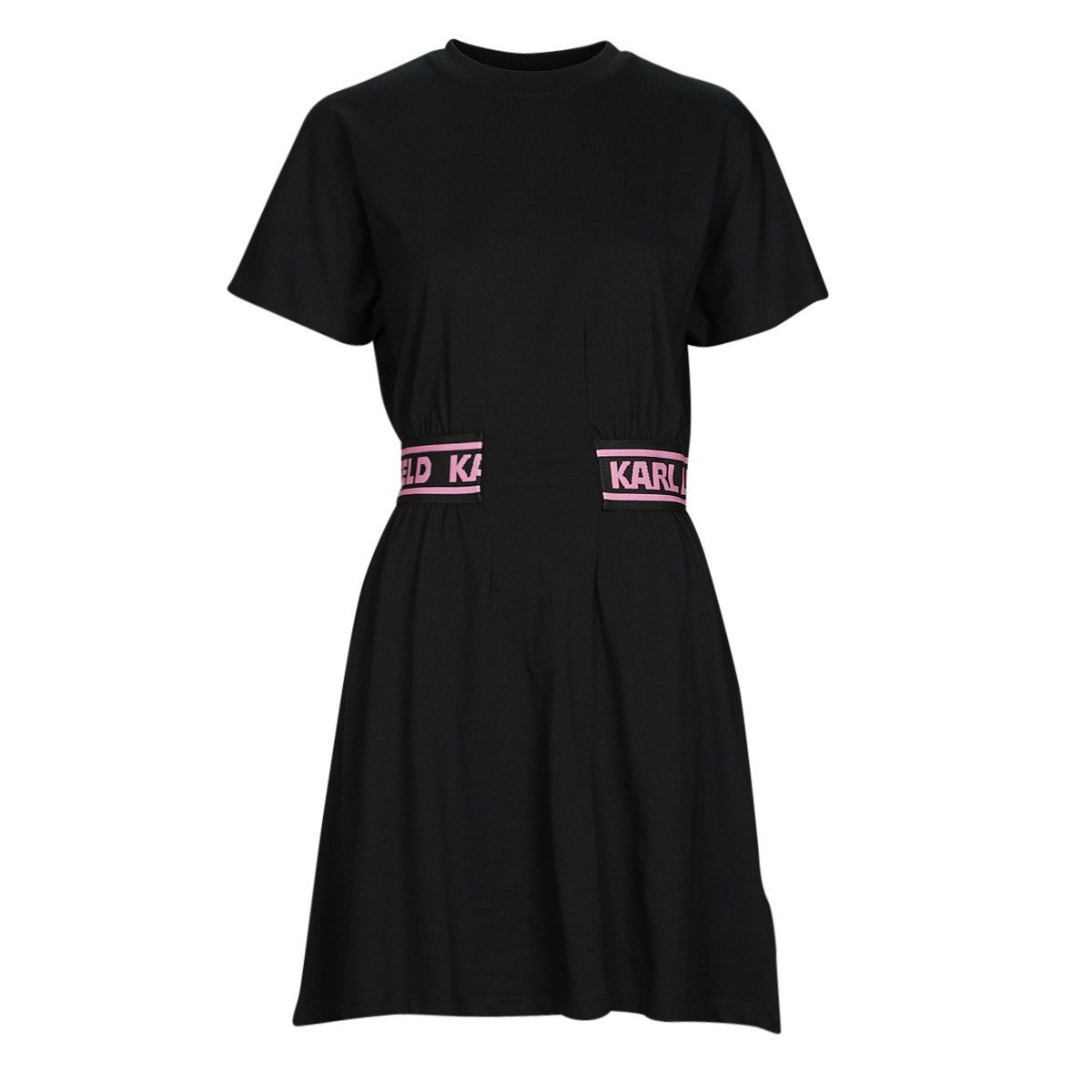 Karl Lagerfeld  JERSEY DRESS W/LOGO WAIST  Černá