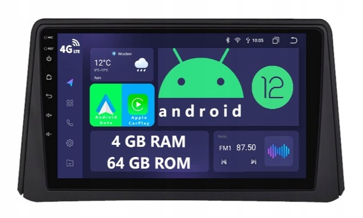 Navigace Rádio 2DIN Android Opel Mokka 1 A 4/64 Gb Dsp Carplay Lte