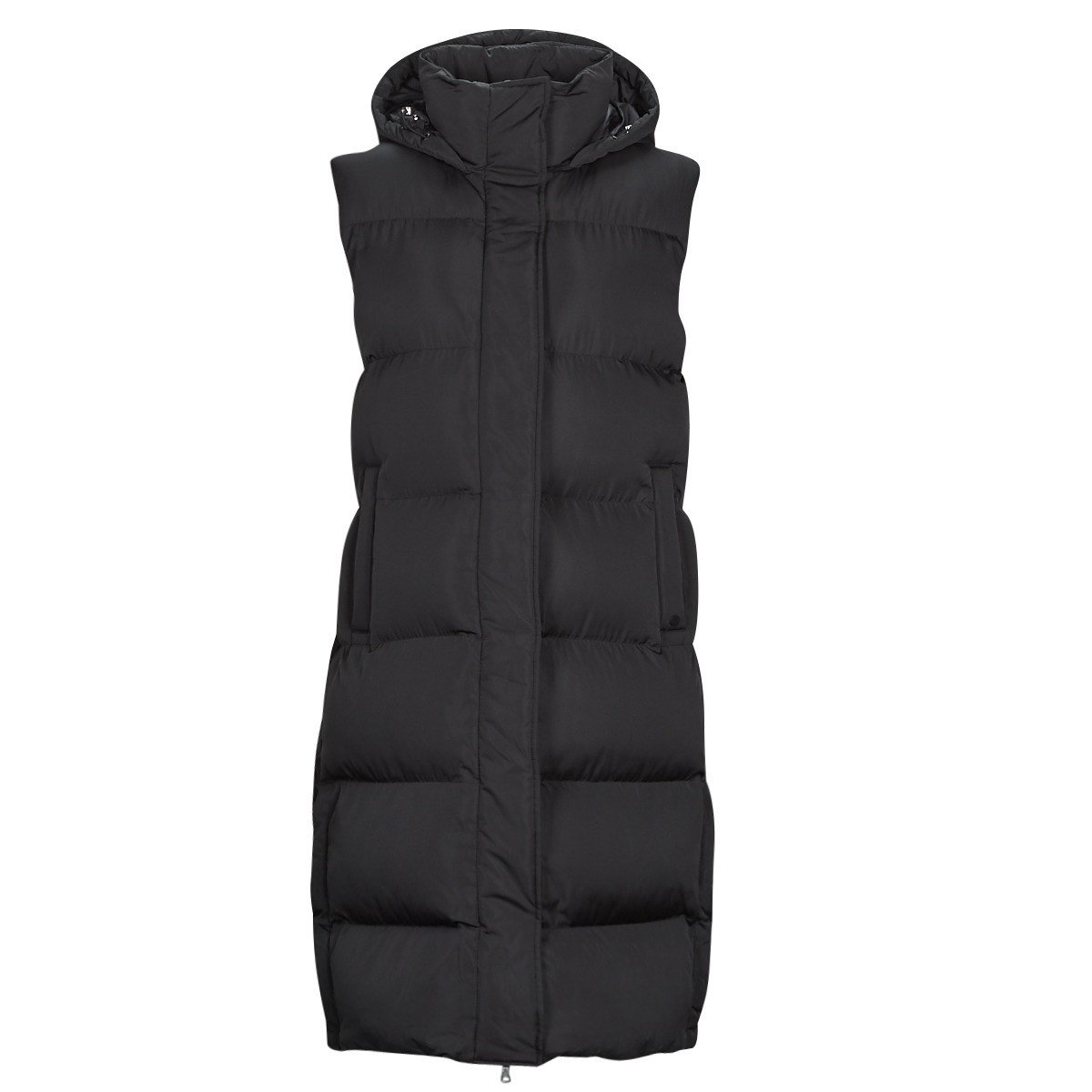 Superdry  LONGLINE HOODED PUFFER GILET  Černá