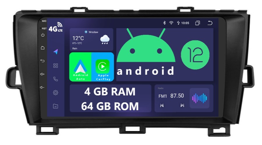 Navigace Rádio 2DIN Android Toyota Prius 3 III 4/64 Gb Dsp Carplay Lte