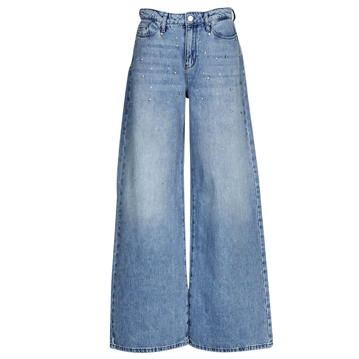 Karl Lagerfeld  EMBELLISHED WIDE LEG DENIM  Modrá