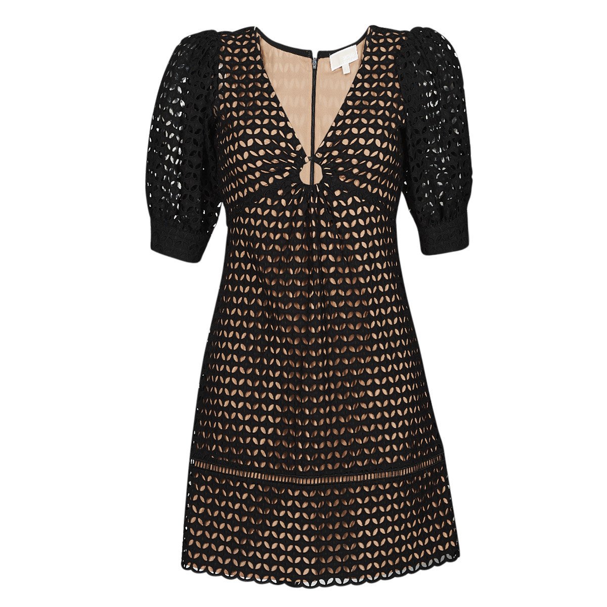 MICHAEL Michael Kors  GEO EYELET MINI DRESS  Černá